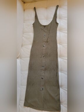 BP Ribbed Button-Front Women’s Skirt in Olive